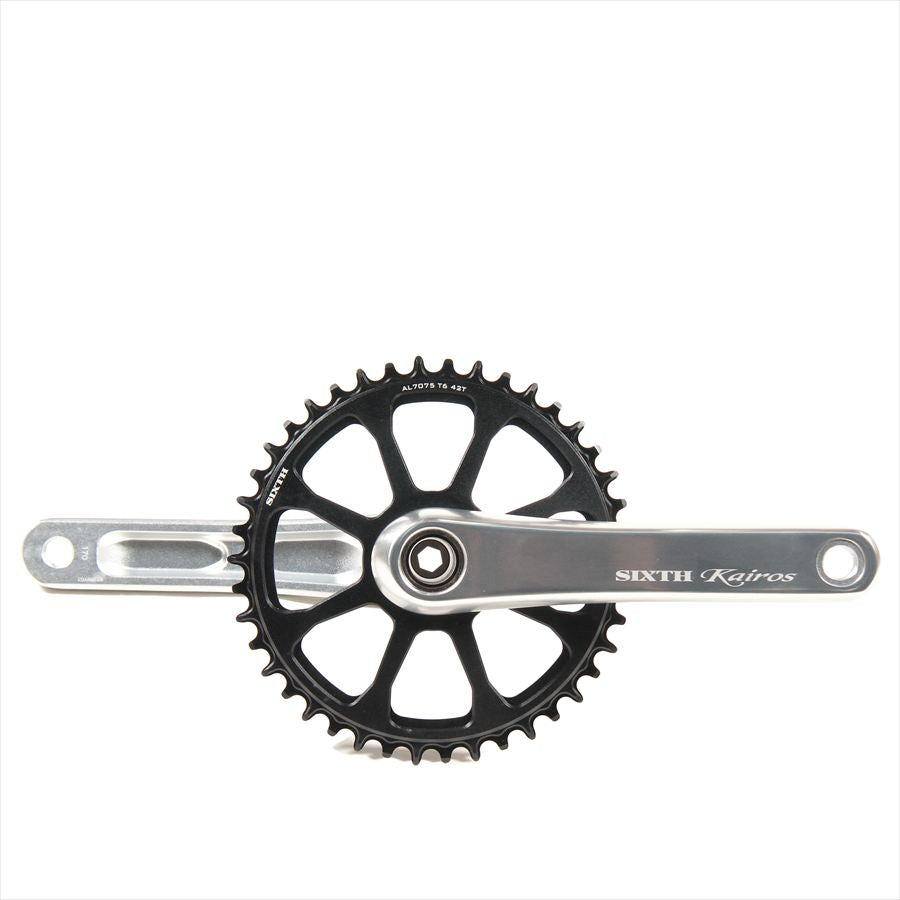 SIXTH Components Kairos 2pc.Single crank set N/W 42T Silver/Black