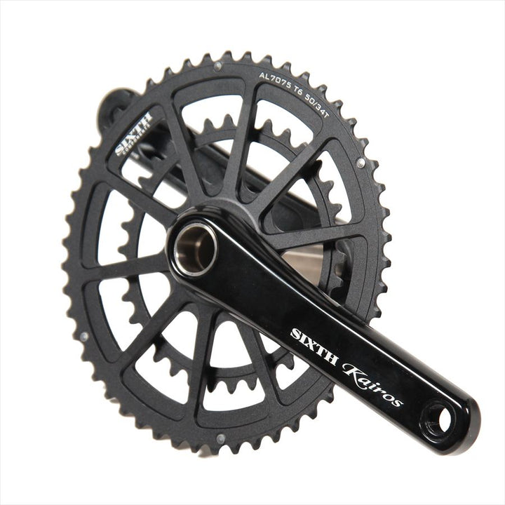 SIXTH Components Kairos 2pc.Double crank set full CNC 50/34T Black/Black(カイロス クランク ダブル 50/34T)