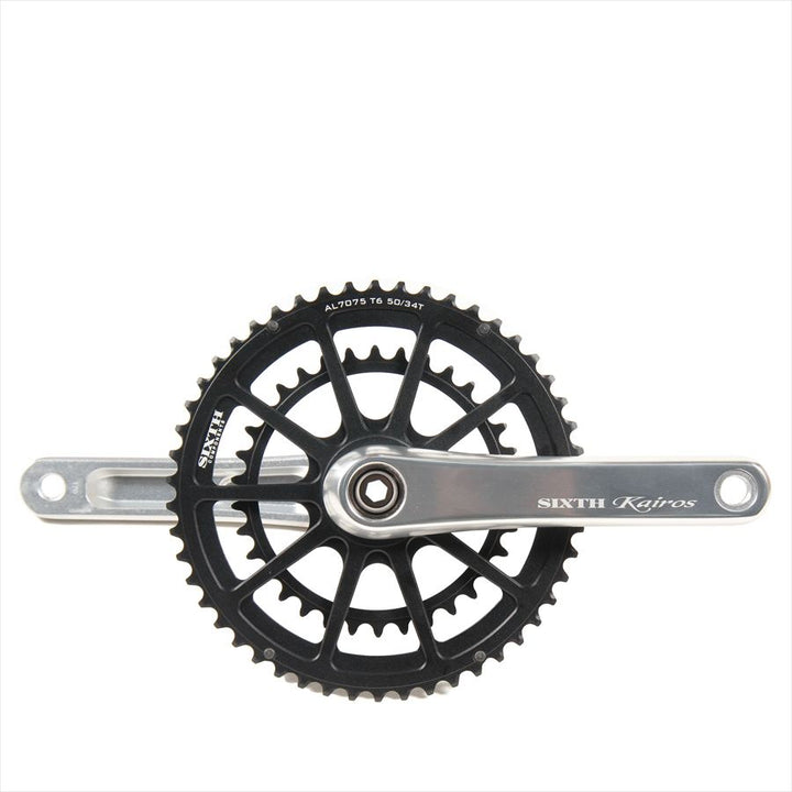 SIXTH Components Kairos 2pc.Double crank set full CNC 50/34T Silver/Black (カイロス クランク ダブル 50/34T )