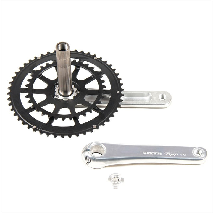 SIXTH Components Kairos 2pc.Double crank set full CNC 50/34T Silver/Black (カイロス クランク ダブル 50/34T )