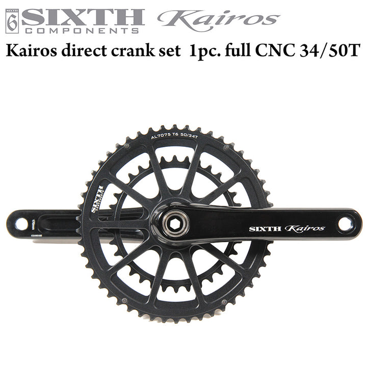 SIXTH Components Kairos 2pc.Double crank set full CNC 50/34T Black/Black(カイロス クランク ダブル 50/34T)