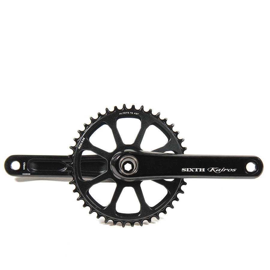 SIXTH Components Kairos 2pc.Single crank set N/W 42T Black/Black