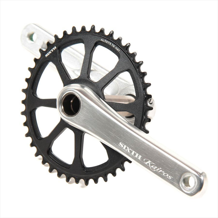 SIXTH Components Kairos 2pc.Single crank set N/W 42T Silver/Black (カイロス クランク シングル ナローワイド 42T)