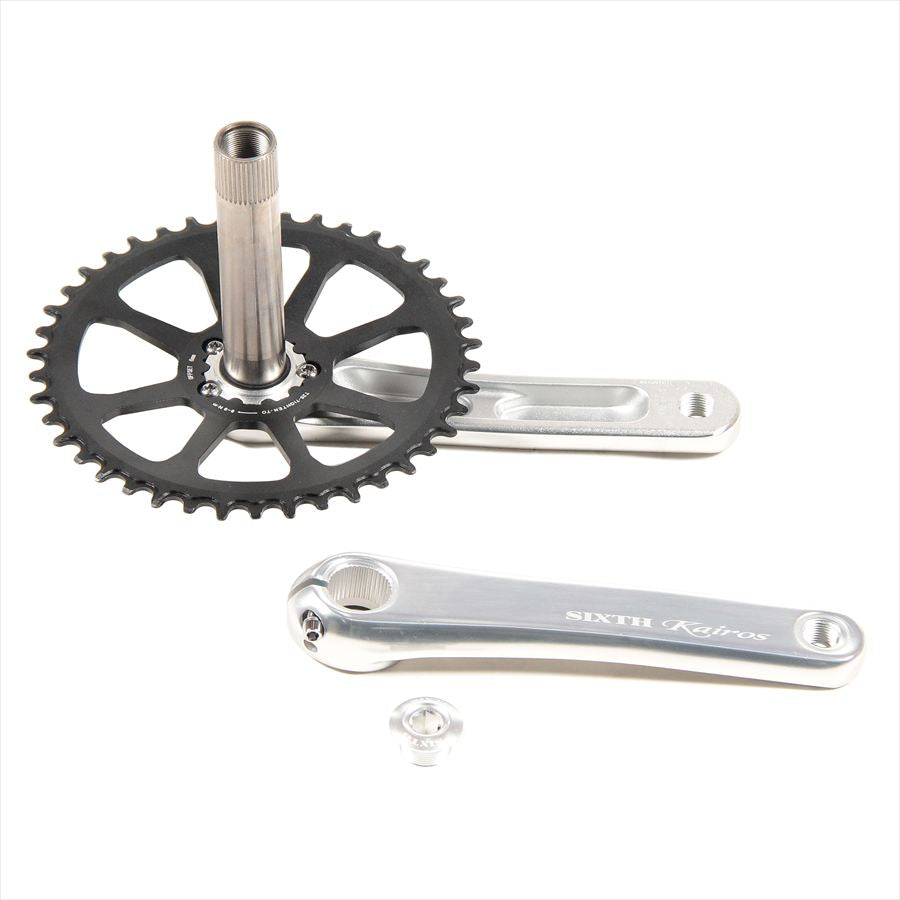 SIXTH Components Kairos 2pc.Single crank set N/W 42T Silver/Black (カイロス クランク シングル ナローワイド 42T)