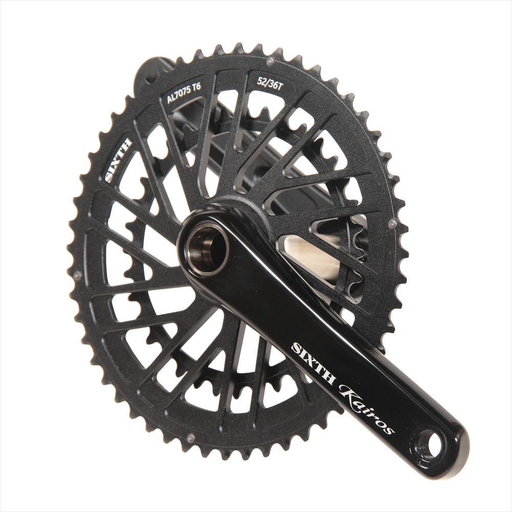 SIXTH Components Kairos「Typhoon」2pc.Double crank set full CNC Black/Black