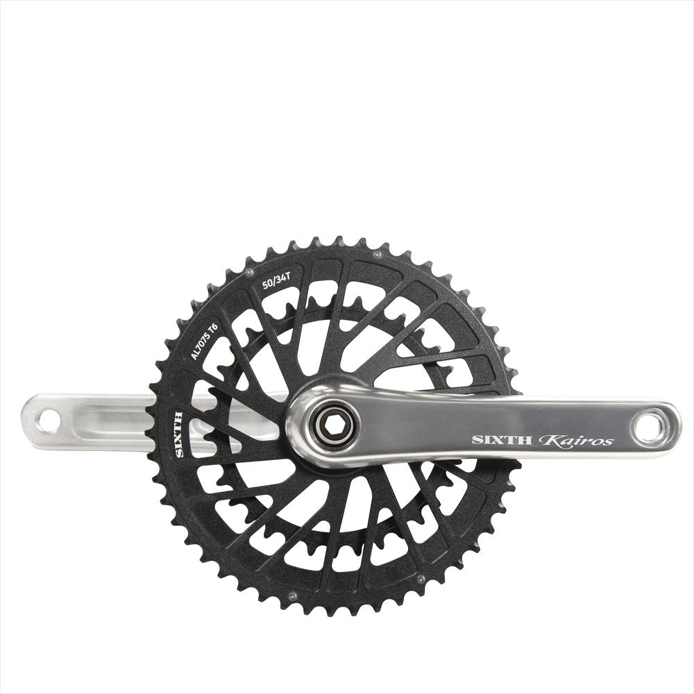SIXTH Components Kairos「Typhoon」2pc.Double crank set full CNC Silver/Black