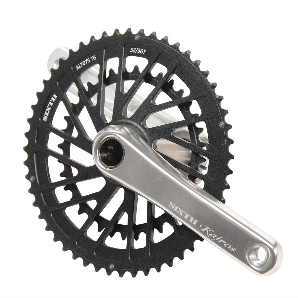 SIXTH Components Kairos「Typhoon」2pc.Double crank set full CNC Silver/Black