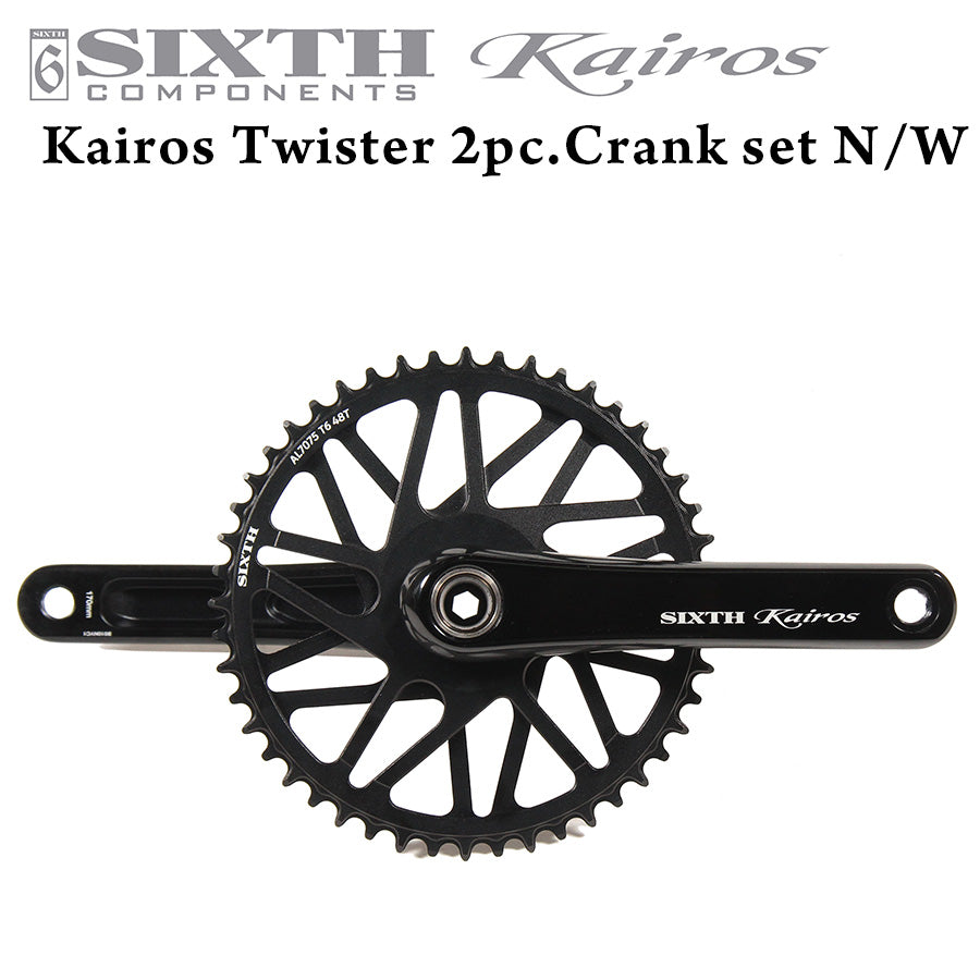 SIXTH Components Kairos 「Twister」 2pc Single crank set N/W Black