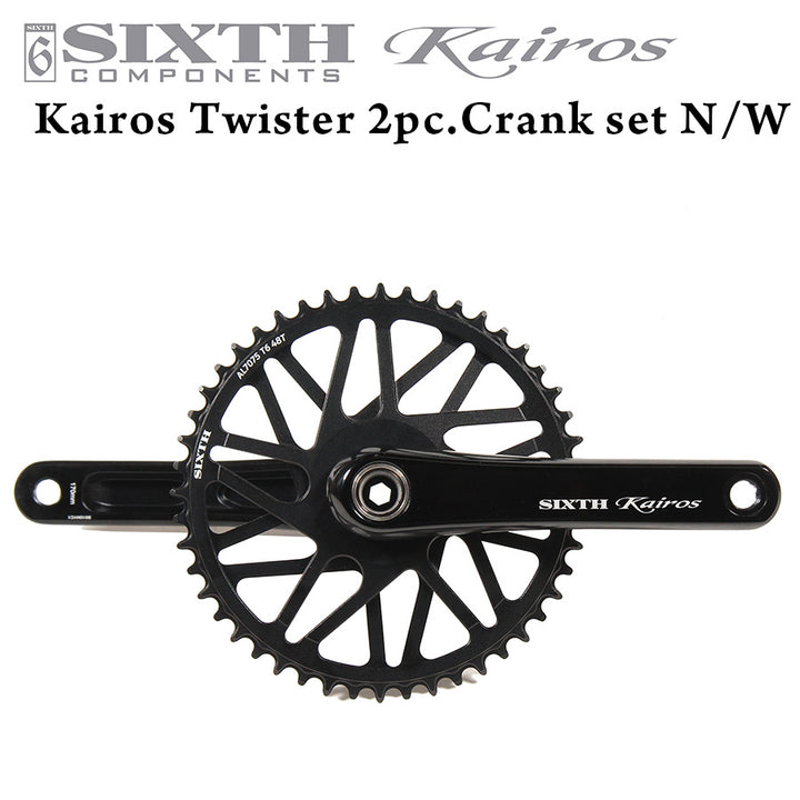 SIXTH Components Kairos 「Twister」 2pc Single crank set N/W Black/Black