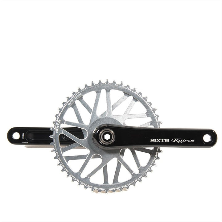 SIXTH Components Kairos 「Twister」 2pc Single crank set N/W Black/Silver