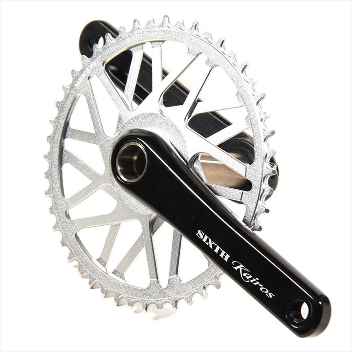 SIXTH Components Kairos 「Twister」 2pc Single crank set N/W Black/Silver