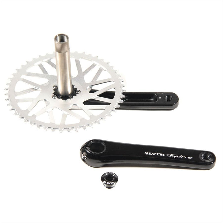 SIXTH Components Kairos 「Twister」 2pc Single crank set N/W Black/Silver