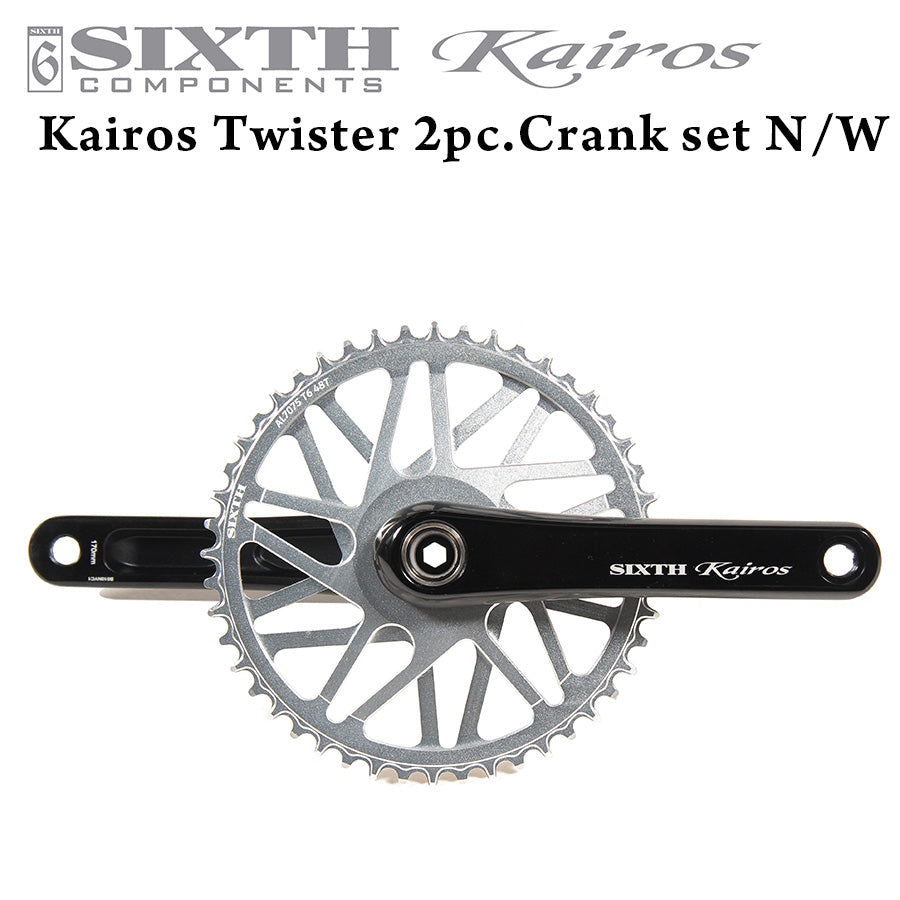 SIXTH Components Kairos 「Twister」 2pc Single crank set N/W Black/Silver