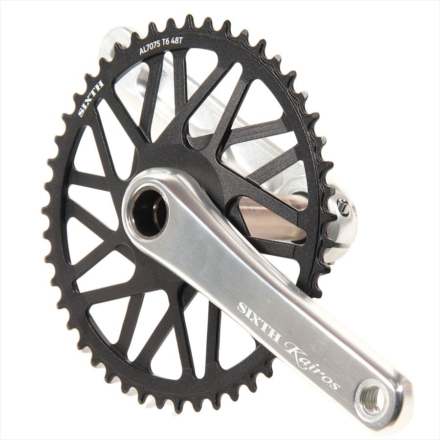 SIXTH Components Kairos 「Twister」 2pc Single crank set N/W Silver/Black