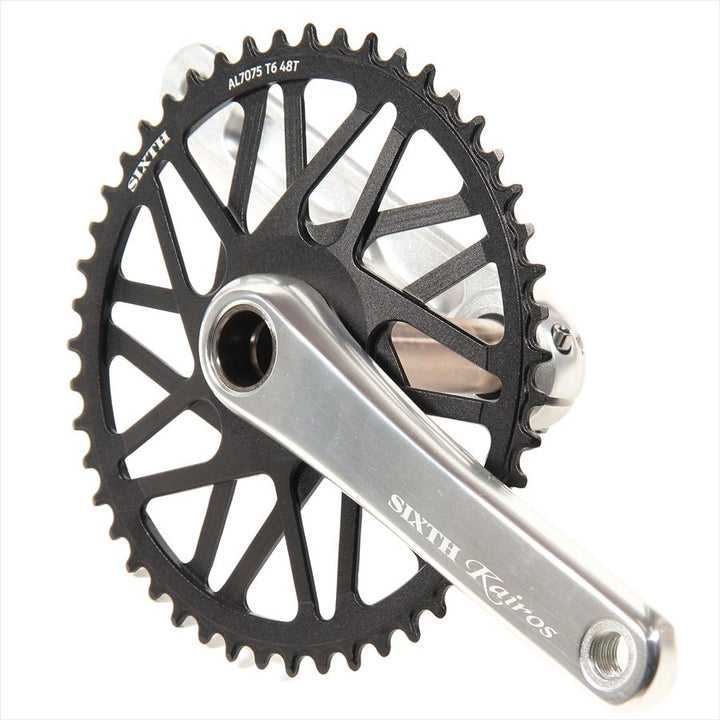 SIXTH Components Kairos 「Twister」 2pc Single crank set N/W Silver/Black