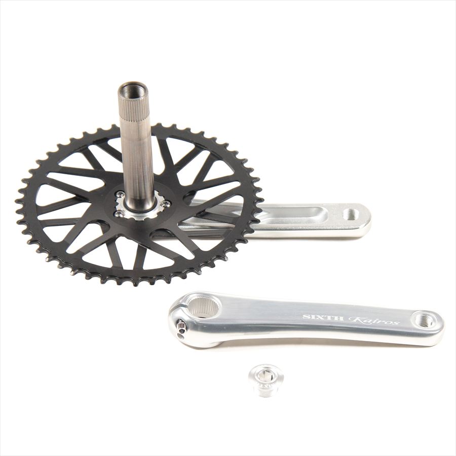 SIXTH Components Kairos 「Twister」 2pc Single crank set N/W Silver/Black