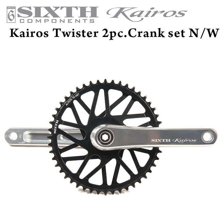 SIXTH Components Kairos 「Twister」 2pc Single crank set N/W Silver/Black