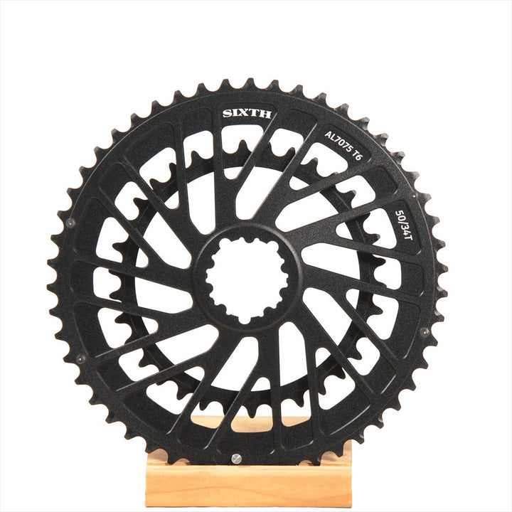 SIXTH Components 「Typhoon」Double Chain Ring Black