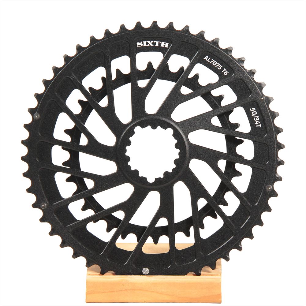 SIXTH Components 「Typhoon」Double Chain Ring Black