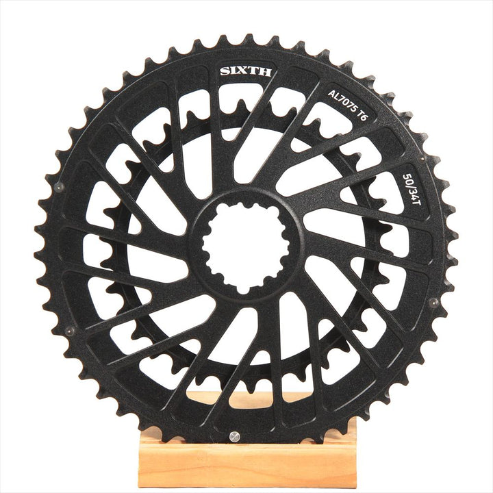 SIXTH Components 「Typhoon」Double Chain Ring Black