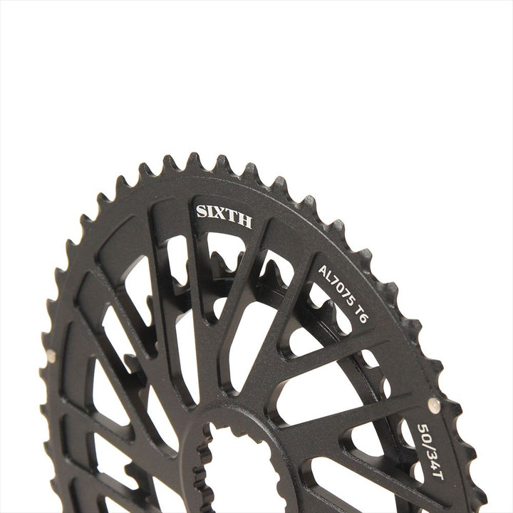 SIXTH Components 「Typhoon」Double Chain Ring Black