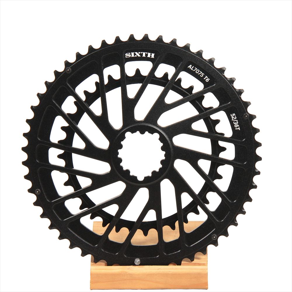 SIXTH Components 「Typhoon」Double Chain Ring Black