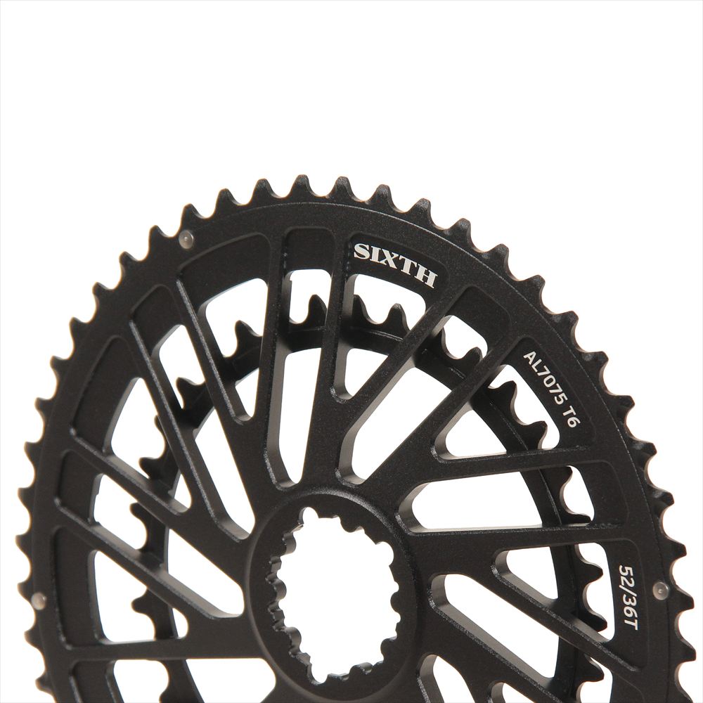SIXTH Components 「Typhoon」Double Chain Ring Black