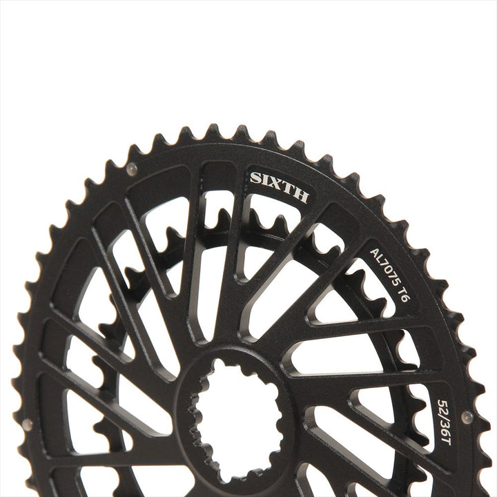 SIXTH Components 「Typhoon」Double Chain Ring Black
